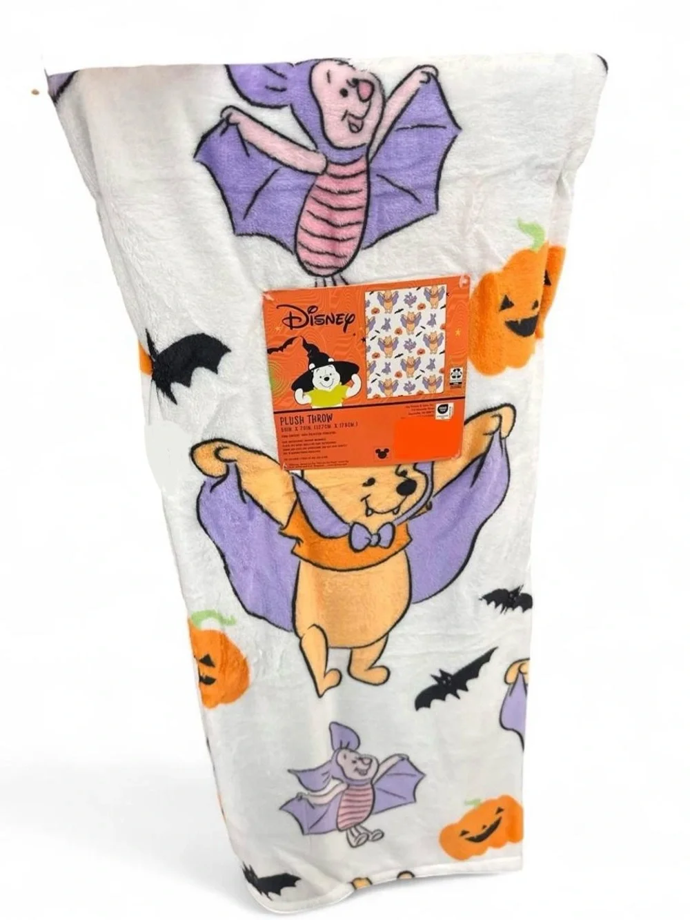 Disney Winnie the Pooh & Piglet Vampire Bats Halloween Throw Blanket